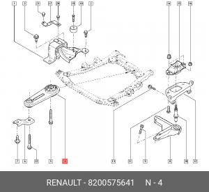 Опора двигателя ЛАДА Largus RENAULT Logan,Sandero задняя OE 8200575641 RENAULT