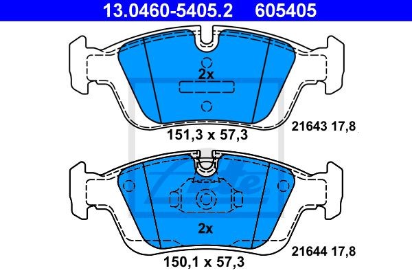 13.0460-5405.2 384 00=571411X !колодки дисковые п.\ BMW E36 1.6i-2.8i/1.8TD-2.5T 13.0460-5405.2 ATE