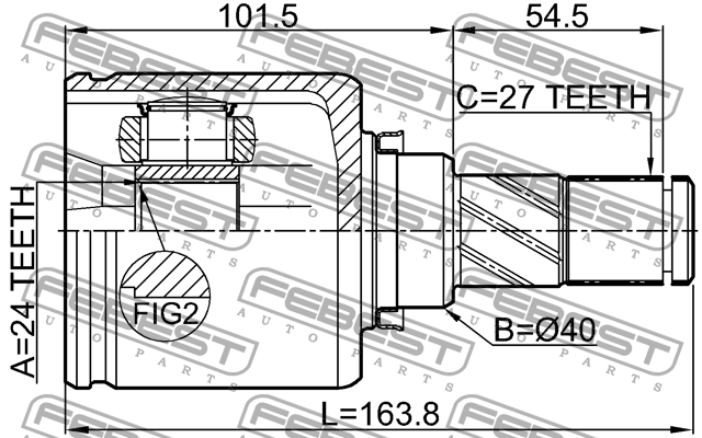 ШРУС внутр левый NISSAN TEANA J32 2008-2013 0211-J32MR20LH 0211-J32MR20LH FEBEST