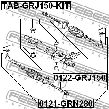 Сайлентблок рулевой рейки комплект TAB-GRJ150-KIT TAB-GRJ150-KIT FEBEST