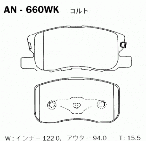 Колодки тормозные дисковые передние ПОДХОДЯТ ДЛЯ MITSUBISHI COLT VI (Z2_A) AN-66 AN660WK AKEBONO