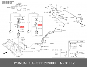фильтр топливный!\ Hyundai Tucson 2.4 15>, KIA Sporage 2.4 16> 31112C9000 HYUNDAI