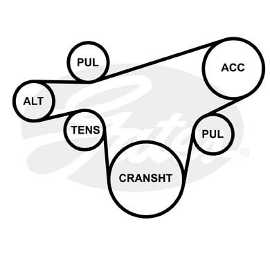 Ремень ГАЗ-3302 генератора ЗМЗ-40524 ЕВРО-3 без ГУР GATES 6-PK-1275 GATES