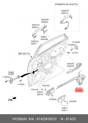 Замок двери HYUNDAI Solaris (17-) задней правой OE 81420H5010 HYUNDAI KIA