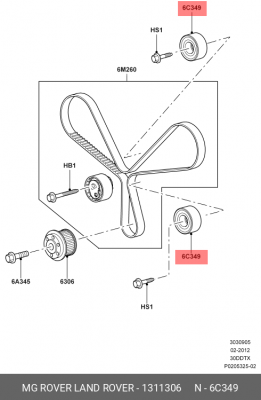 ролик обводной ремня ГРМ!\Land Rover Discovery/Range Rover Sport 2.7-3.0D 10-21 1311306 LAND ROVER
