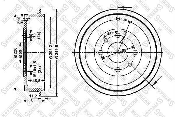 барабан тормозной!\ Fiat Bravo/Brava/Marea 1.4i-1.9TD 95> 6025-2314-SX STELLOX