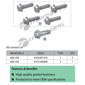 Болт SAF крепления диска тормозного комплект 6шт. MANSONS 600.256 MANSONS