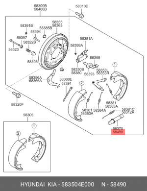 Рычаг тормоза регулировочный KIA Bongo 3 (06-) (2WD) задний левый OE 583504E000 HYUNDAI KIA