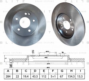 диск тормозной передний! 284x22\MB W202/S202 2.0-2.8/2.0D/2.2D 93-01 BS0646 BLITZ