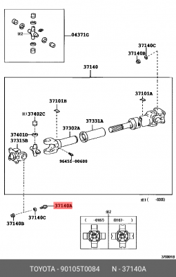 Болт крданного вала 90105-T0084 90105-T0084 TOYOTA