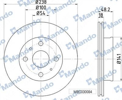 Диск тормозной PEUGEOT 306 (97-02),206 (08-) CITROEN Xsara (97-05) передний (1шт MBC030086 MANDO