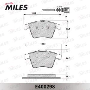 Колодки тормозные передние (с датчиком) (Смесь Low-Metallic) (VW TOUAREG R16 03) E400298 MILES