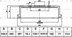 Барабан тормозной TOYOTA Hilux 05- BT0145 BT0145 BLITZ