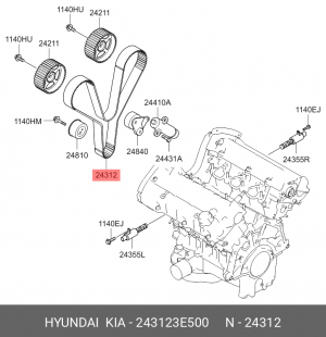 Ремень ГРМ HYUNDAI Santa Fe KIA Magentis (2.7) (219х32) OE 243123E500 HYUNDAI KIA