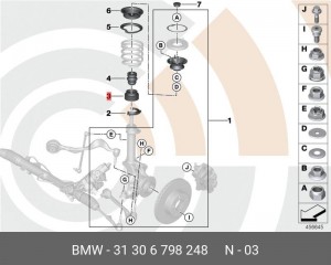 Пыльник амортизатора BMW 1 (E81,E87) переднего (1шт.) OE 31 30 6 798 248 BMW