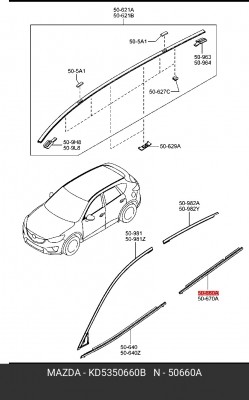 МОЛДИНГ ДВЕРИ KD5350660B MAZDA