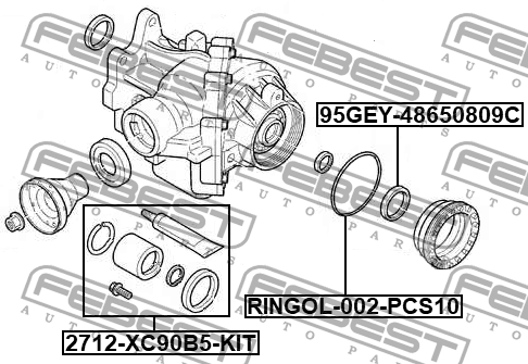 Полуось правая 53x62x45 VOLVO S40 2004-2012 2712-XC90B5-KIT 2712-XC90B5-KIT FEBEST