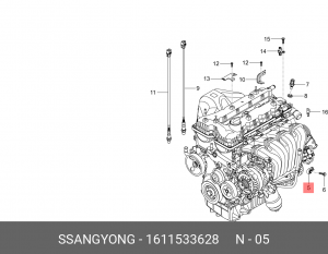 Датчик детонации SSANGYONG Kyron,Actyon,Actyon Sport,Rexton OE 1611533628 SSANG YONG