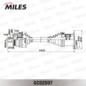 Привод в сборе правый AUDI A4 1.8-3.0 00-05 (ABS) (GKN 23629) GC02007 GC02007 MILES