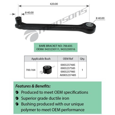 Стойка стабилизатора MERCEDES Actros 1831-3243 переднего L=500мм (с втулкой) MAN 700838 MANSONS