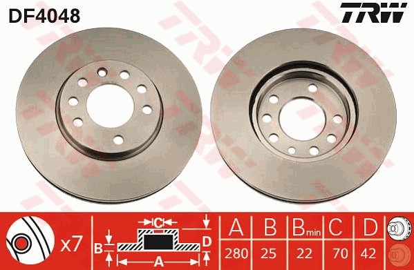 Диск тормозной передний OPEL ASTRA H, MERIVA A-B, ZAFIRA A-B DF4048 DF4048 TRW