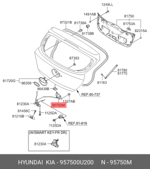 ПРИВОД ЗАМКА БАГАЖНОЙ ДВЕРИ 10 ВТ 95750-0U200 957500U200 HYUNDAI KIA