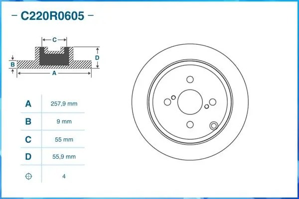 Тормозной диск задний C220R0605 C220R0605 CWORKS