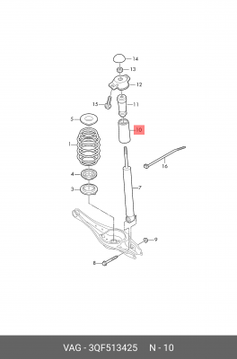 Пыльник заднего амортизатора 3QF513425 3QF 513 425 VAG
