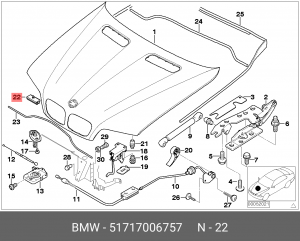 Клипса BMW X5 (E53) молдинга OE 51 71 7 006 757 BMW