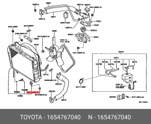 Втулка крепления радиатора 16547-67040 16547-67040 TOYOTA