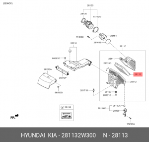 Фильтр воздушный HYUNDAI Santa Fe 2012- mot. 2,0CRDI /2,2CRDI 28113-2W300 28113-2W300 HYUNDAI KIA