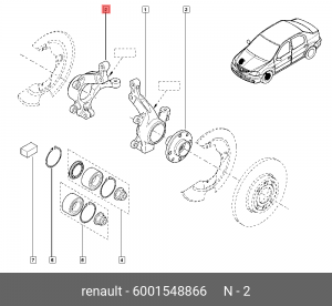 кулак поворотный правый!\ Renault Logan/Sandero 1.4/1.6/1.5dCi 04> 6001548866 RENAULT