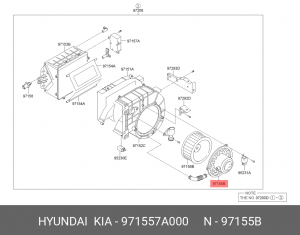 Мотор отопителя HYUNDAI HD120,160,170,450,500 салона OE 971557A000 HYUNDAI KIA