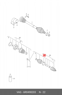 ПЫЛЬНИК ШАРНИРА С УСТАНОВОЧНЫМИ ЭЛЕМЕНТА 6R0498203 6R0498203 VAG