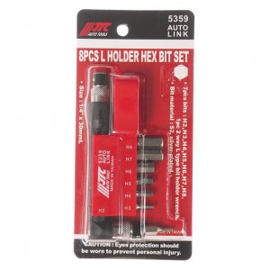 Набор бит 1/4" HEX H2-8мм 6-ти гранных с Г-образным держателем 8 предметов JTC JTC-5359 JTC TOOLS