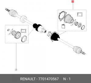 Пыльник ШРУСа RENAULT Megane (96-99) внутреннего OE 7701470567 RENAULT