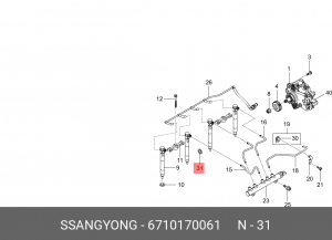 Прокладка SSANGYONG Actyon (10-),Actyon Sport (12-),Rexton (12-) (D20) форсунки  6710170061 SSANG YONG