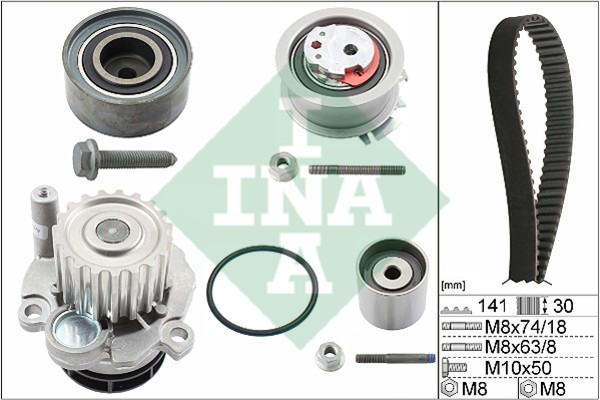 Комплект ГРМ VW AUDI SKODA (04-) (2.0 TDI) с насосом водяным INA 530 0405 30 INA