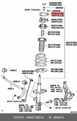 Прокладка  металлическая 48687-28010 48687-28010 TOYOTA