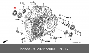 Сальник привода HONDA Accord (-08) АКПП OE 91207P7Z003 HONDA