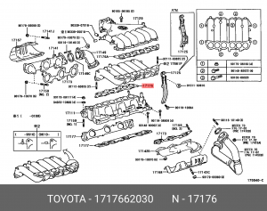 прокладка коллектора впускного!\ Lexus ES 300/RX 300 V6 24V 92> 17176-62030 TOYOTA