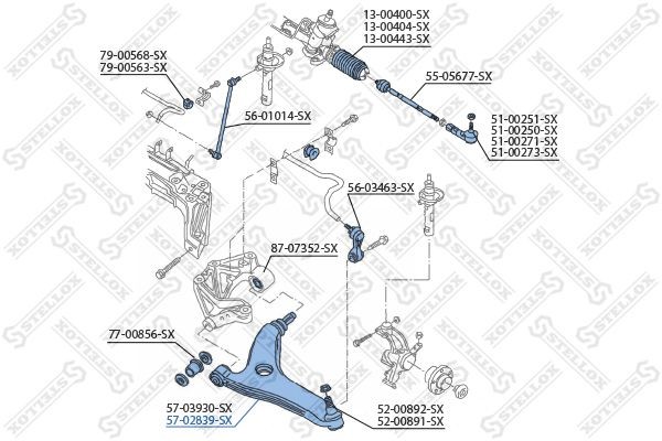 рычаг правый!\ Audi A2 1.4TDi/1.6FSi 00-02 57-02839-SX STELLOX