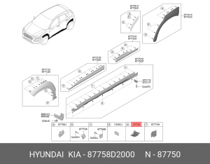 Фиксатор HYUNDAI KIA крепления молдинга OE 87758D2000 HYUNDAI KIA