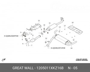 1205011XKZ16B Прокладка глушителя 1205011XKZ16B GREAT WALL