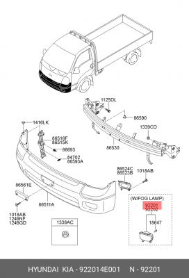 Фара противотуманная 922014E001 HYUNDAI KIA