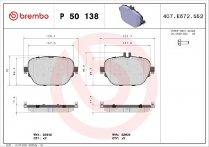 Колодки тормозные дисковые P50138 P50138 BREMBO