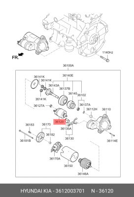 ВТЯГИВАЮЩЕ-ПУСКОВОЕ УСТРОЙСТВО СТАРТЕРА 3612003701 HYUNDAI KIA