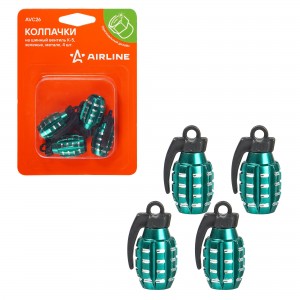 Колпачки на шинный вентиль K-5, зеленые, металл, 4 шт. (AVC26) AVC26 AIRLINE