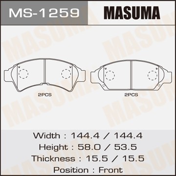 Колодки тормозные TOYOTA Camry (90-94) передние (4шт.) MASUMA MS1259 MASUMA