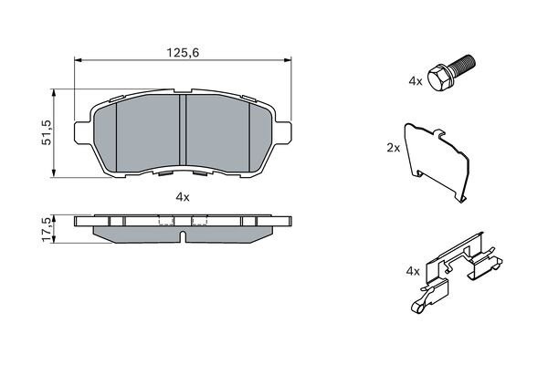 Колодки тормозные FORD Fiesta (08-) передние (4шт.) BOSCH 0 986 494 652 BOSCH